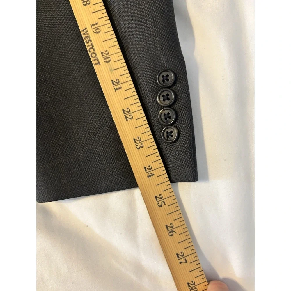 Stafford‎ Black Windowpane Mens 44R/34x29 3Button Suit Wool Pleated Front Cuffed